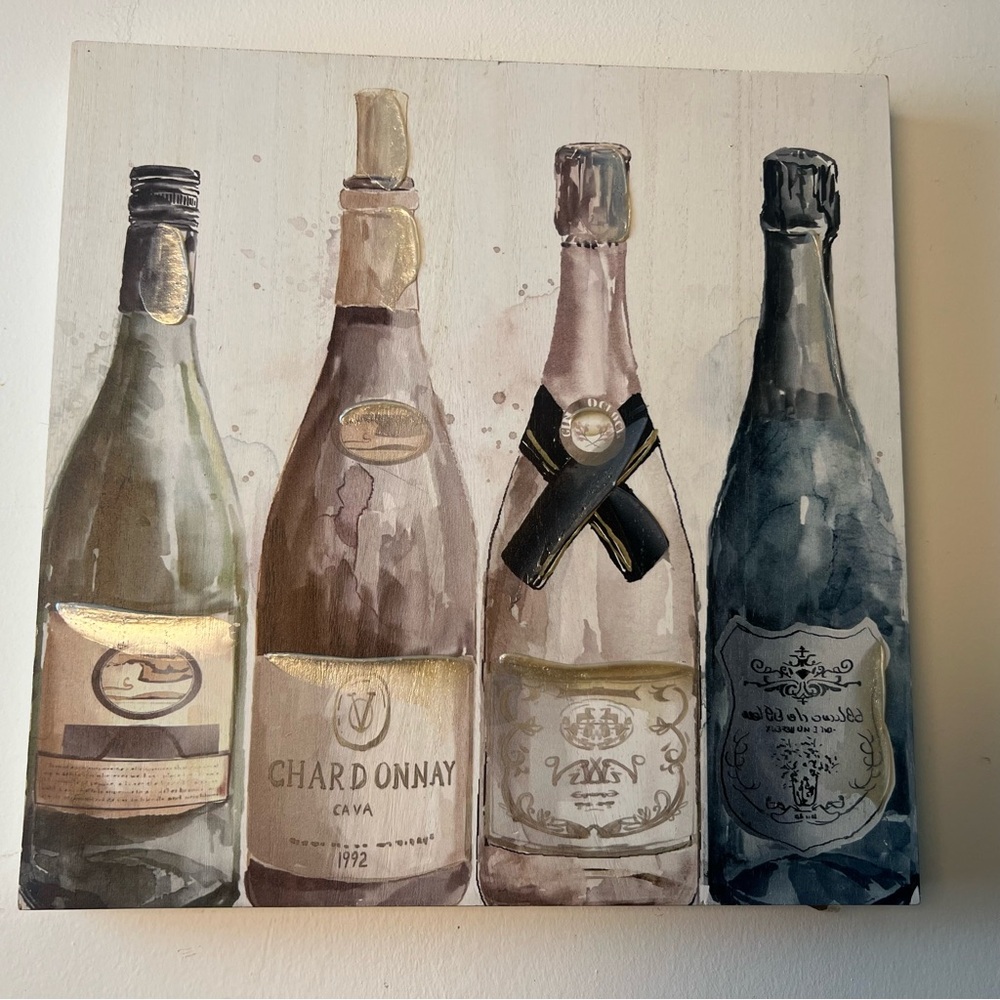 Elegant Wine Bottle Canvas Wall Art Decor Kitchen Dining Room Modern Print